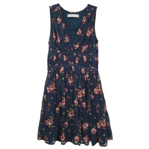 Abercrombie Floral Chiffon V-Neck Mini Dress XS - Picture 2 of 11